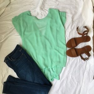 Mint Flowy Top